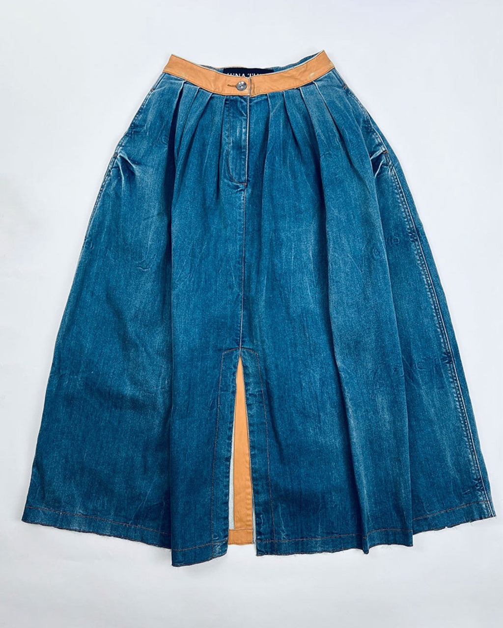 DENIM PLEATED SKIRT