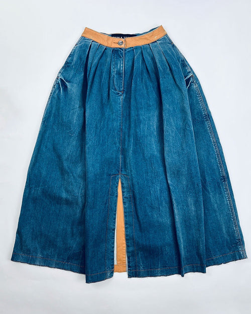 DENIM PLEATED SKIRT